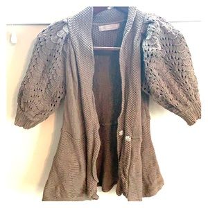 Green short sleeve cardigan
